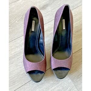 VERA WANG Women Size 10M Sparkling Purple Open Toe Pumps Heels Shoes